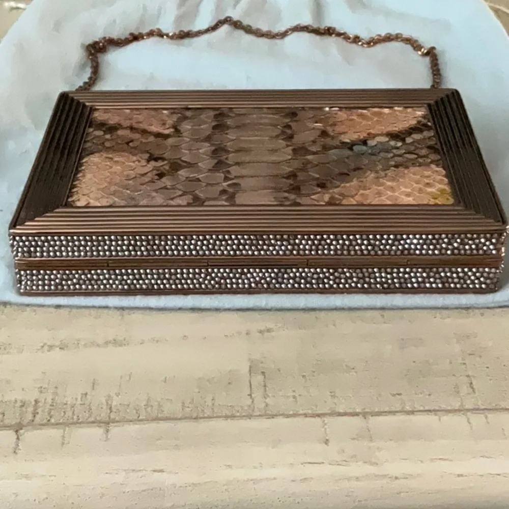 Judith Leiber Stunning Python and Metallic Leather Clutch/Handbag
